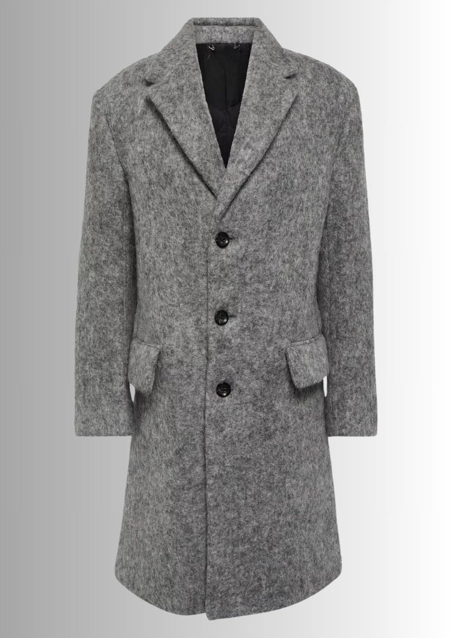 Un manteau en laine gris élégant pour un look masculin contemporain