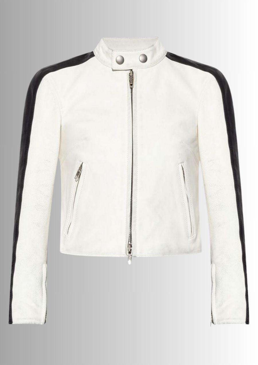 Vestes de moto en cuir courtes pour un look sans effort et élégant.