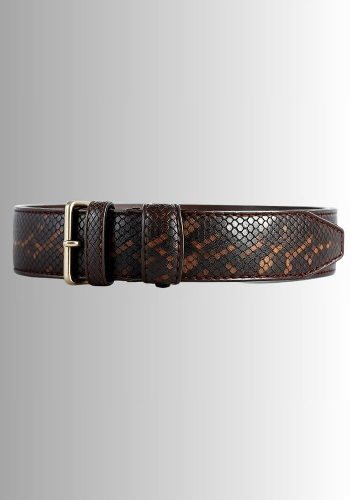 Ceinture en cuir pour homme avec un effet serpent haut de gamme, parfaite pour un style élégant et audacieux.