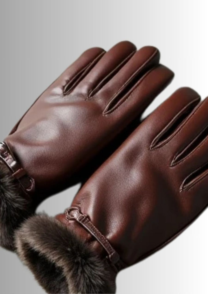 Gants en cuir pour homme, parfaits pour l'hiver, offrant chaleur et confort grâce à leur doublure en fourrure.