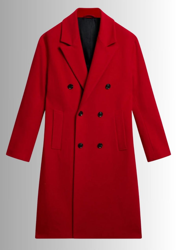 Ajoutez une touche vibrante à votre garde-robe avec ce manteau rouge.