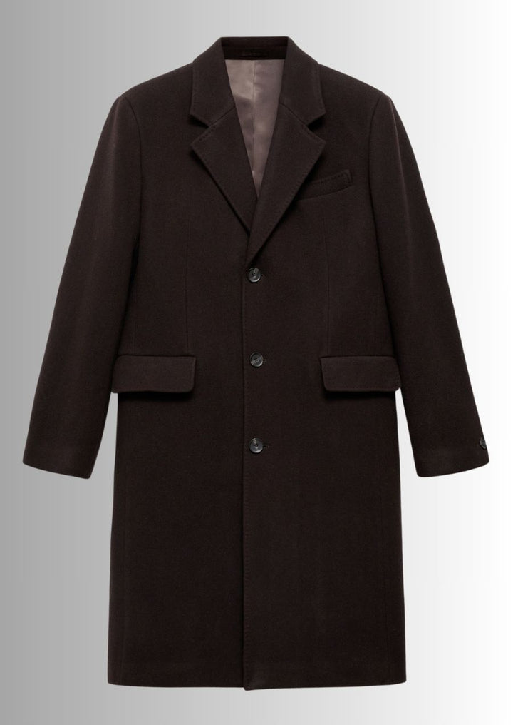 Manteau Long En Laine Marron Pour Homme