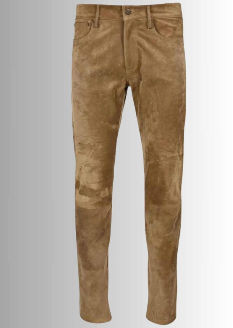 Pantalon en cuir suédé pour homme, un look chic et sophistiqué pour un style impeccable.