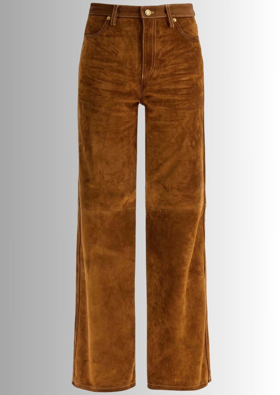 Pantalon homme en cuir suédé marron, une pièce unique et intemporelle.